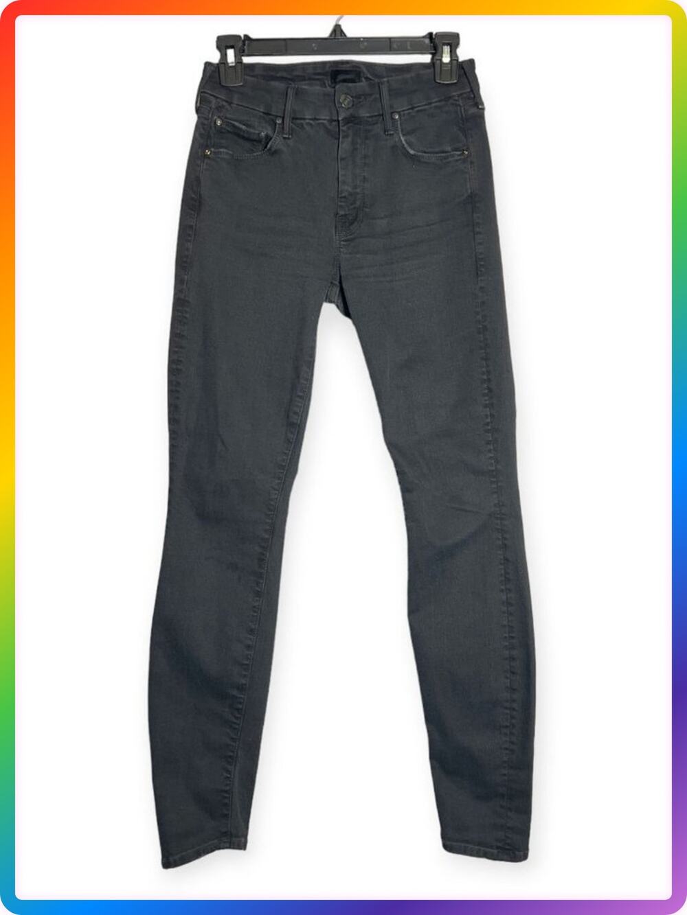 MOTHER Looker Skinny Jeans SIZE 25 Not Guilty Black Stretch Mid Rise